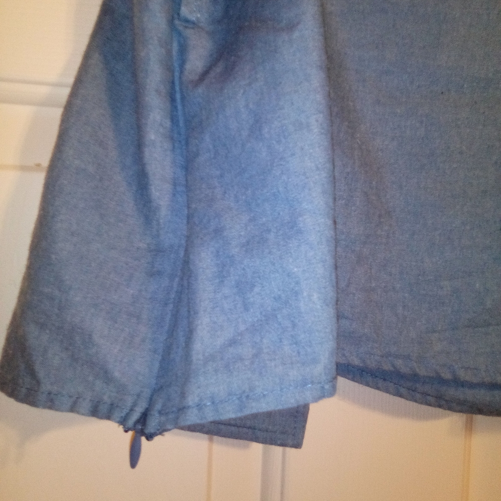 Lulumari Ruffle One Shoulder Blue Top Chambray Asymmetrical Button Corset Blouse - Picture 7 of 7